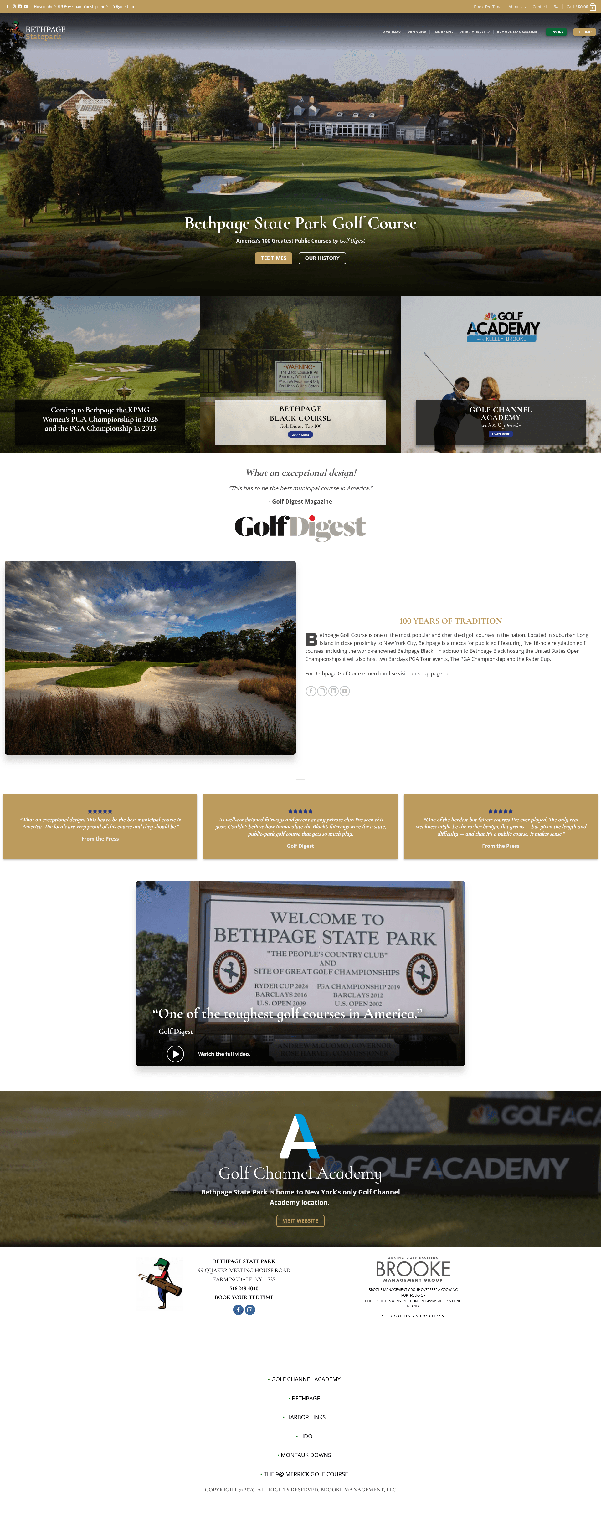 Bethpage Golf Course homepage